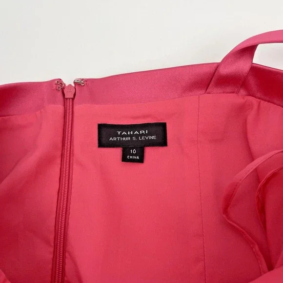 Tahari Pink Satin Dress Womens Size 10‎ NWT Spaghetti Strap Barbiecore Dress D52 - Picture 3 of 14